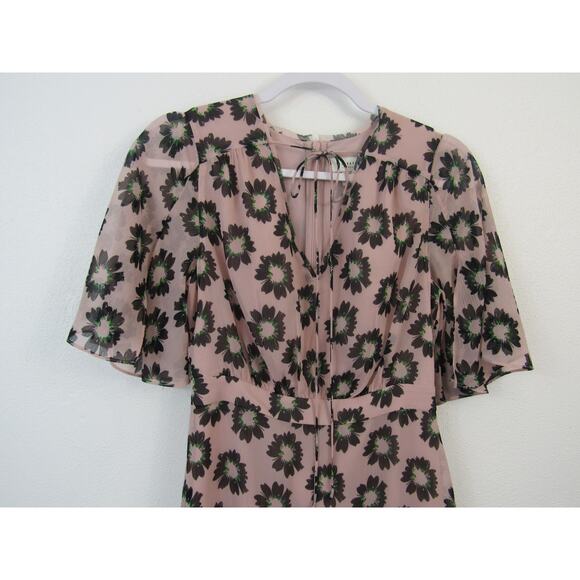 Ted Baker Lucieey Flutter Sleeve Tiered Mini Dress Size 1 - US Size 4 Floral - Picture 4 of 12